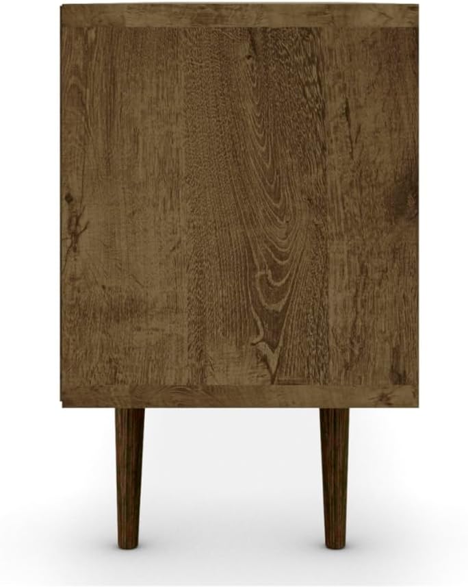 Manhattan Comfort Liberty Mid Century Modern TV Stand for Televisions up to 65 Inches, Bedroom and Living Room Entertainment Center with Storage, Shelves, and Cabinet, 71" Wide, Rustic Brown/Aqua