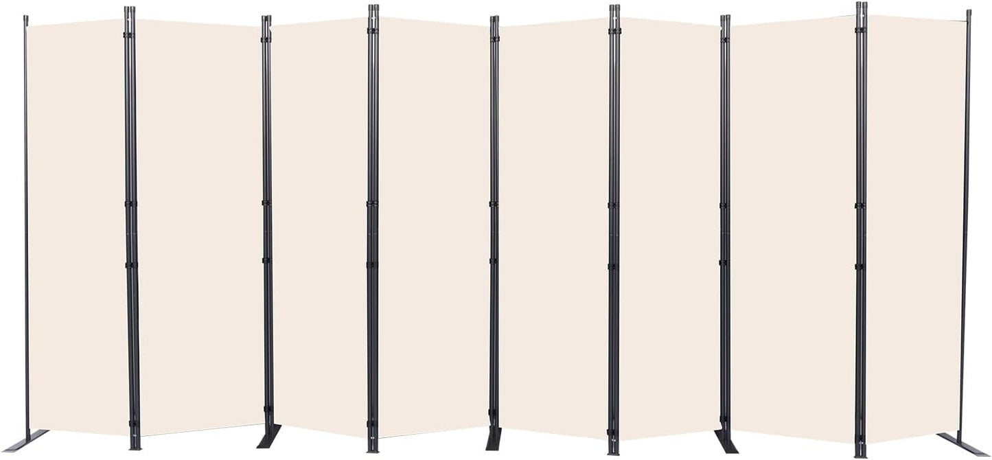 Room Divider, 8 Panel Folding Privacy Screens with Wider Support Feet, 6 Ft Portable Room Partition for Room Separator, 176" W X 71" H, Beige