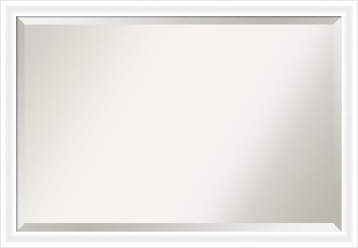 Amanti Art White Bathroom Mirror for Over Sink, 27x39 Oliver White Narrow Rectangle Vanity Mirror, Large Modern Wood Frame, Hangs Horizonally and Vertically, Bathroom Wall Decor, Beveled Edge