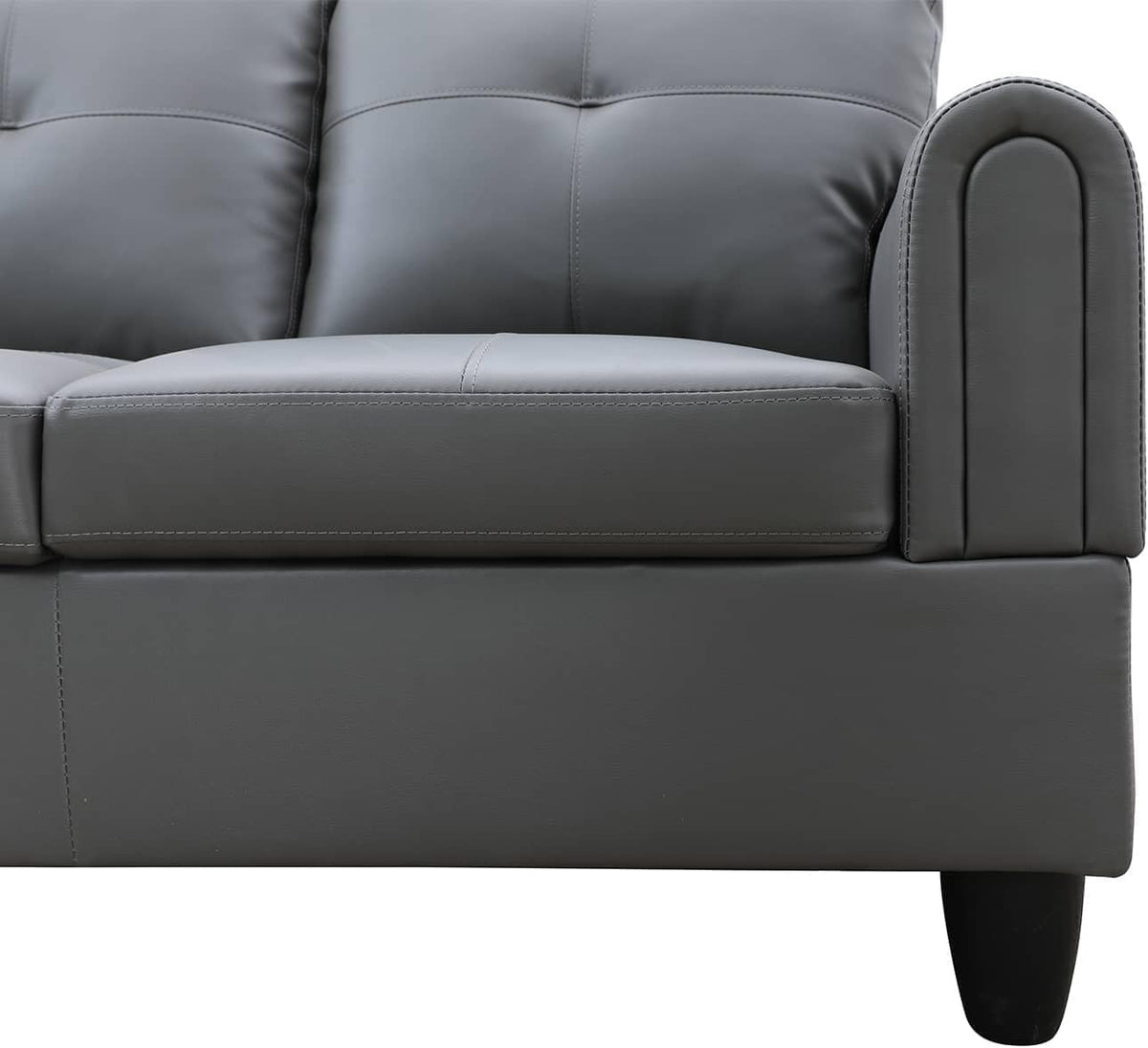 NicBex Sectional Couch 3 Pieces Sofa Set with Right Chaise Faux Leather L Shaped Cloud Couch for Living Room Furniture Sets with Storage Ottoman, Modular Sofa for Living Room & Apartment, Dark Grey