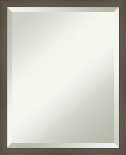 Amanti Art Grey Wall Mirror 21x17 Svelte Clay Grey Rectangle Bathroom Mirror for Wall Decor Living Room, Small Modern Wood Frame, Hangs Horizonally and Vertically, Bathroom Decor, Beveled Edge
