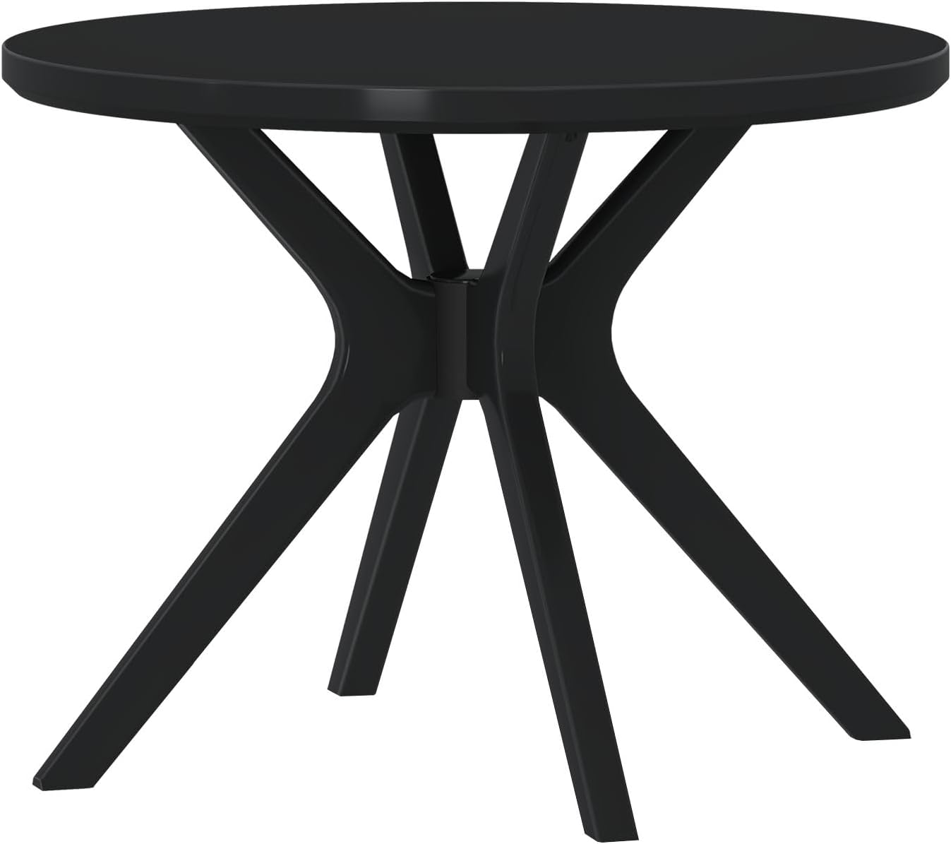 Plank+Beam Verso Round Dining Table, 38 Inch Solid Wood Kitchen & Dining Room Table, Minimalist Table for Dining Room, Kitchen Dinner Table, Black