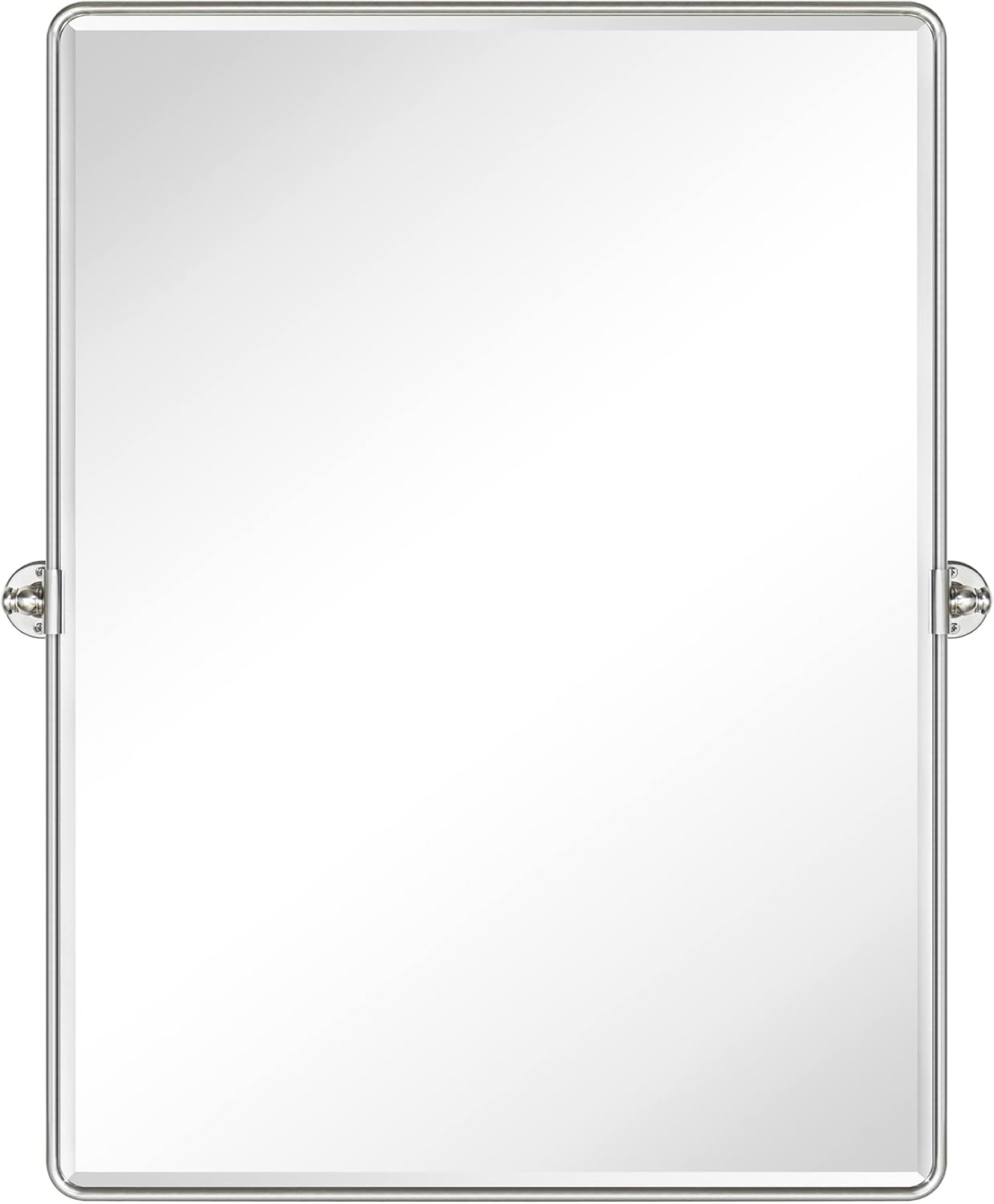 TEHOME 30x40'' Brushed Nickel Pivot Bathroom Mirror Tilt Vanity Mirror 40x30'' Brushed Silver Metal Framed Rectangular Tilting Beveled Vanity Mirrors for Wall, Vertical