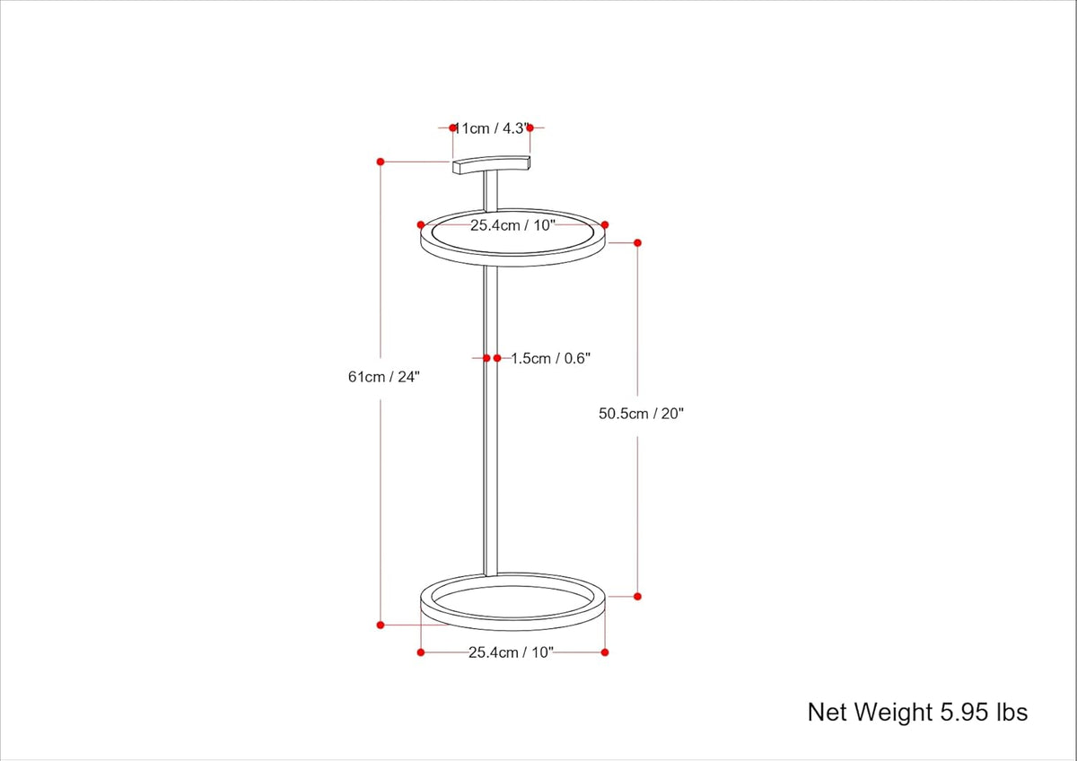 SIMPLIHOME Brook Contemporary 10 Inch Wide Metal C Side Table in White / Gold, For the Living Room and Bedroom