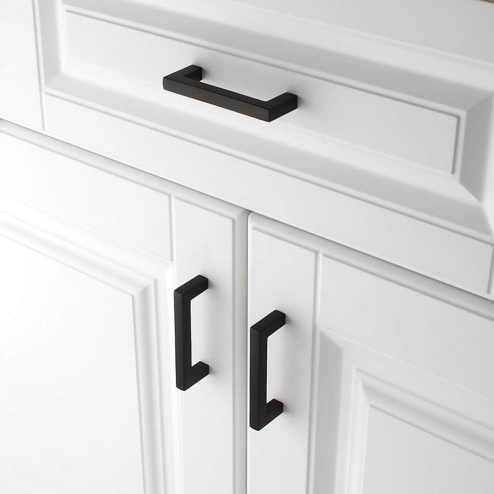 KOOFIZO 30-Pack Solid Square Bar Cabinet Handle - Black Furniture Pull, 3 Inch/76mm Screwhole Distance for Kitchen Cupboard Door, Bedroom Dresser Drawer, Bathroom Wardrobe Hardware