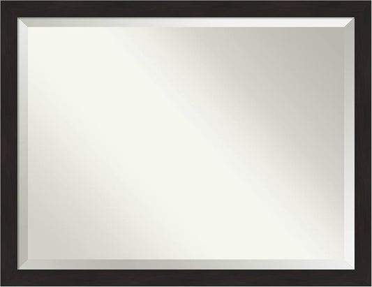Amanti Art Brown Wall Mirror 34x44 Furniture Espresso Narrow Rectangle Bathroom Mirror for Wall Decor Living Room, X-Large Casual Frame, Hangs Horizonally and Vertically, Bathroom Decor, Beveled Edge