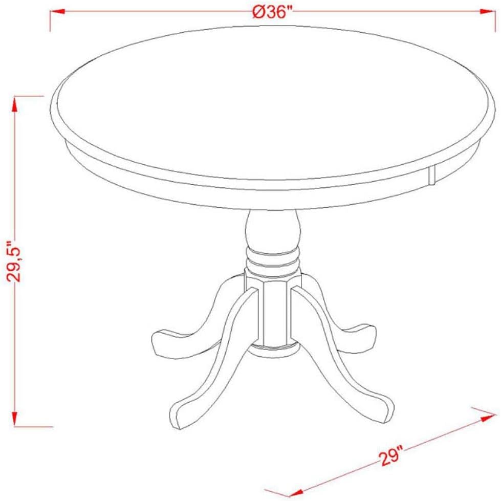 East West Furniture ANLA3-LWH-06 3 Piece Kitchen Table Set for Small Spaces Contains a Round Dining Table with Pedestal and 2 Shitake Linen Fabric Upholstered Chairs, 36x36 Inch, Linen White