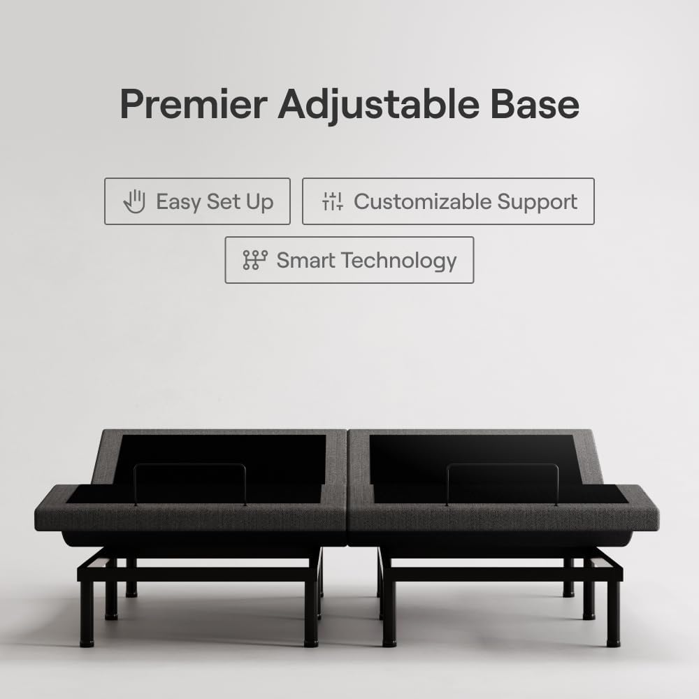 Nectar Ultra Twin XL Adjustable Base & 15” Mattress - Head & Foot Incline - Medium Firm Memory Foam - Cooling Upgrade - 3 Massage Settings - 365-Night Mattress Trial
