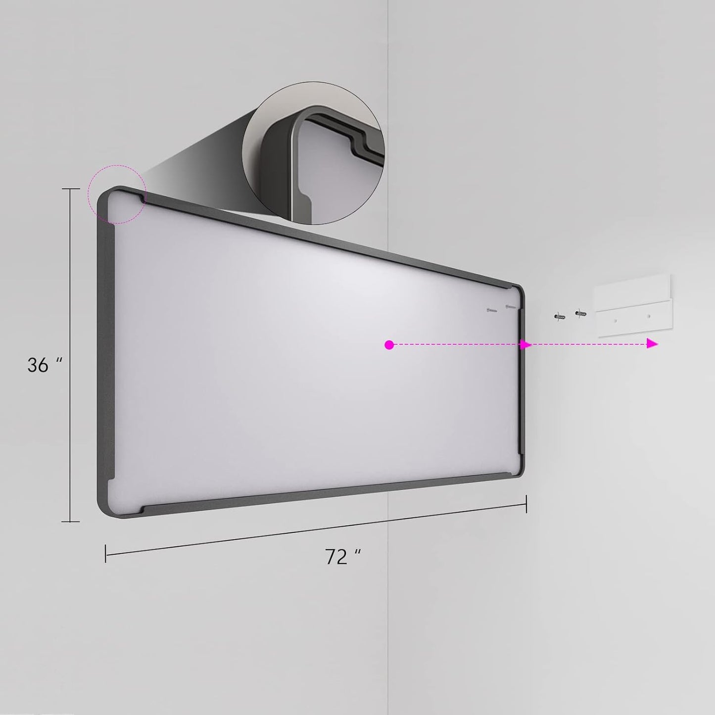 72x36 Black Bathroom Mirror for Wall, Matte Black Framed Bathroom Vanity Mirror, Large Rectangle Mirror, Rounded Corners, Anti-Rust, Shatterproof (Horizontal/Vertical)