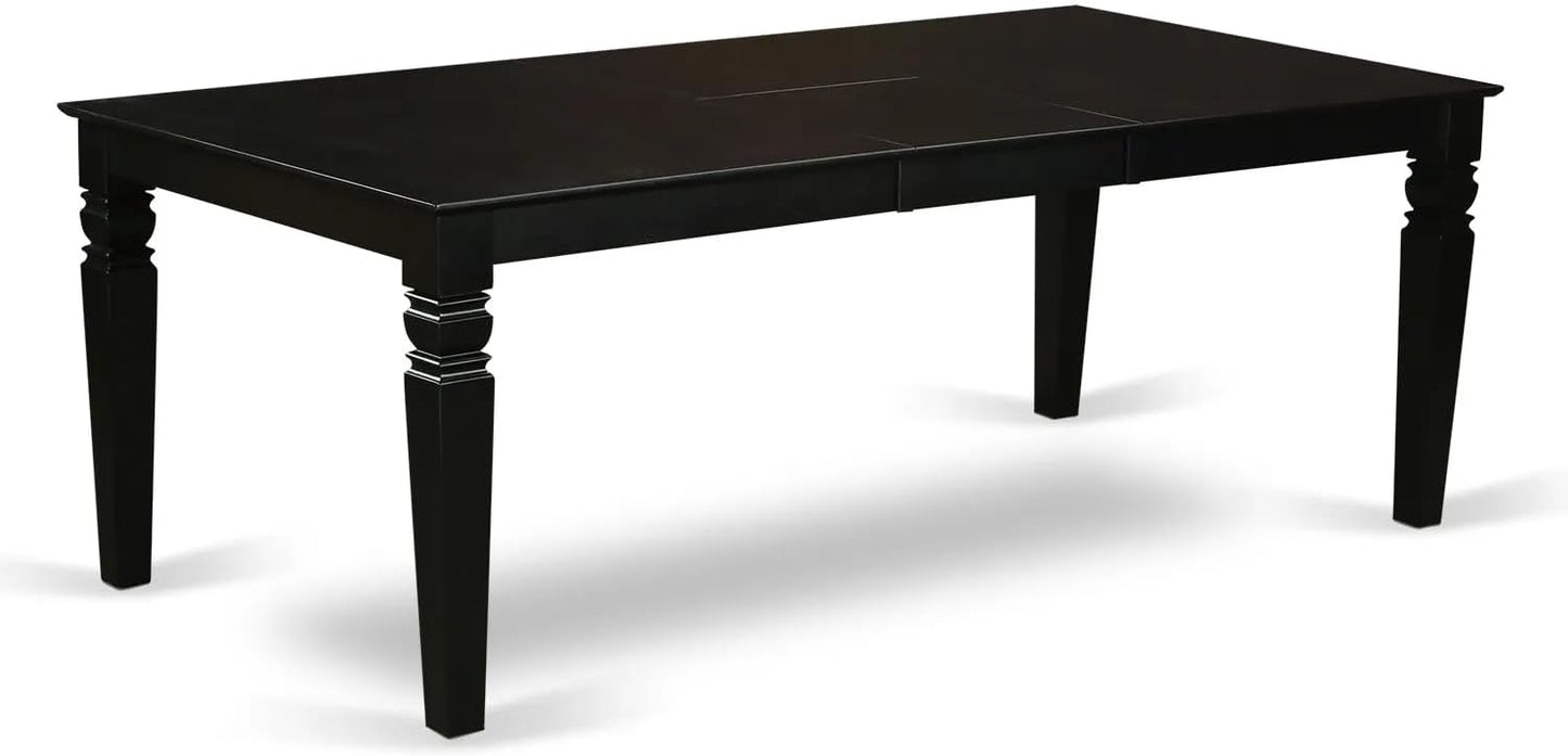 East West Furniture LGDA7-BLK-23 7 Piece Dining Table Set Contains a Rectangle Kitchen Table with Butterfly Leaf and 6 Polyester Fabric Upholstered Chairs, 42x84 Inch, Black