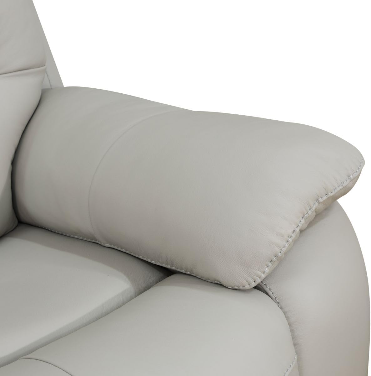 Electric Power Recliner Sofa Genuine Breathing Leather Recliner Couch 3-Seater, Comfy Wide Lazy Top Grain Leather Sofa with USB Port for Living Room (Grey, Three-Seater Sofa)