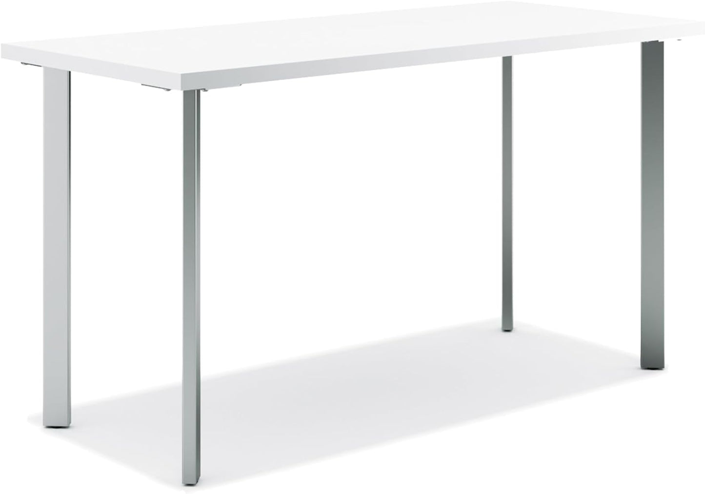 HON Coze Home Office Desks, Sturdy Table Computer Desk, 42", White Top, Silver Base