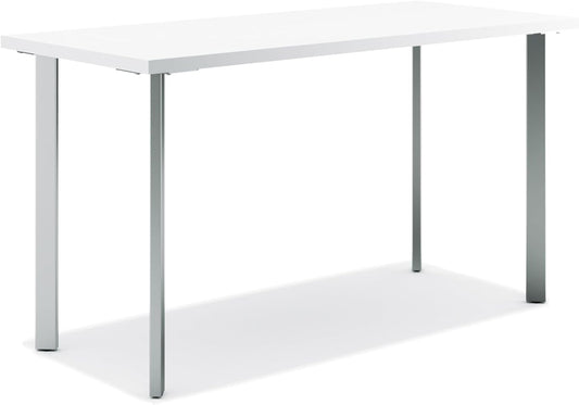 HON Coze Home Office Desks, Sturdy Table Computer Desk, 48", White Top, Silver Base