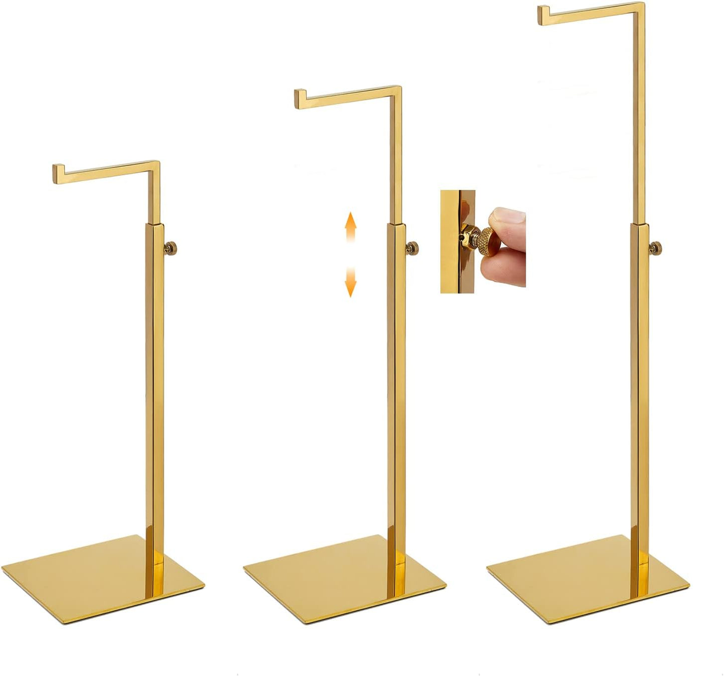 Gold Purse Display Stand, 2 Pack Handbag Display Stand Adjustable Height Stainless Steel Stability Non-slip Base, Large Bags Display Rack Luxury Purse Holder for Table Retail Closet