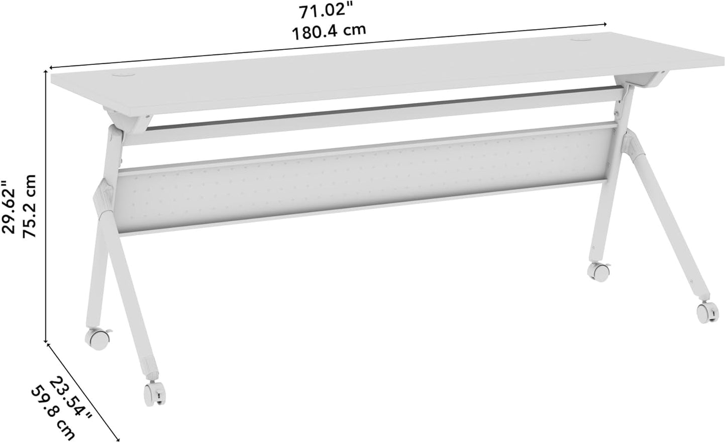 Bush Business Furniture Folding Training Table, 72 inch Desk with Powered Grommets, Commercial-Grade Bundle for Office or Classroom, Envision Collection, White