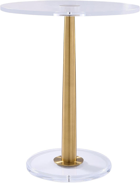 Clear Acrylic Table with Cone Metal Pole (Large, Brushed Gold) …