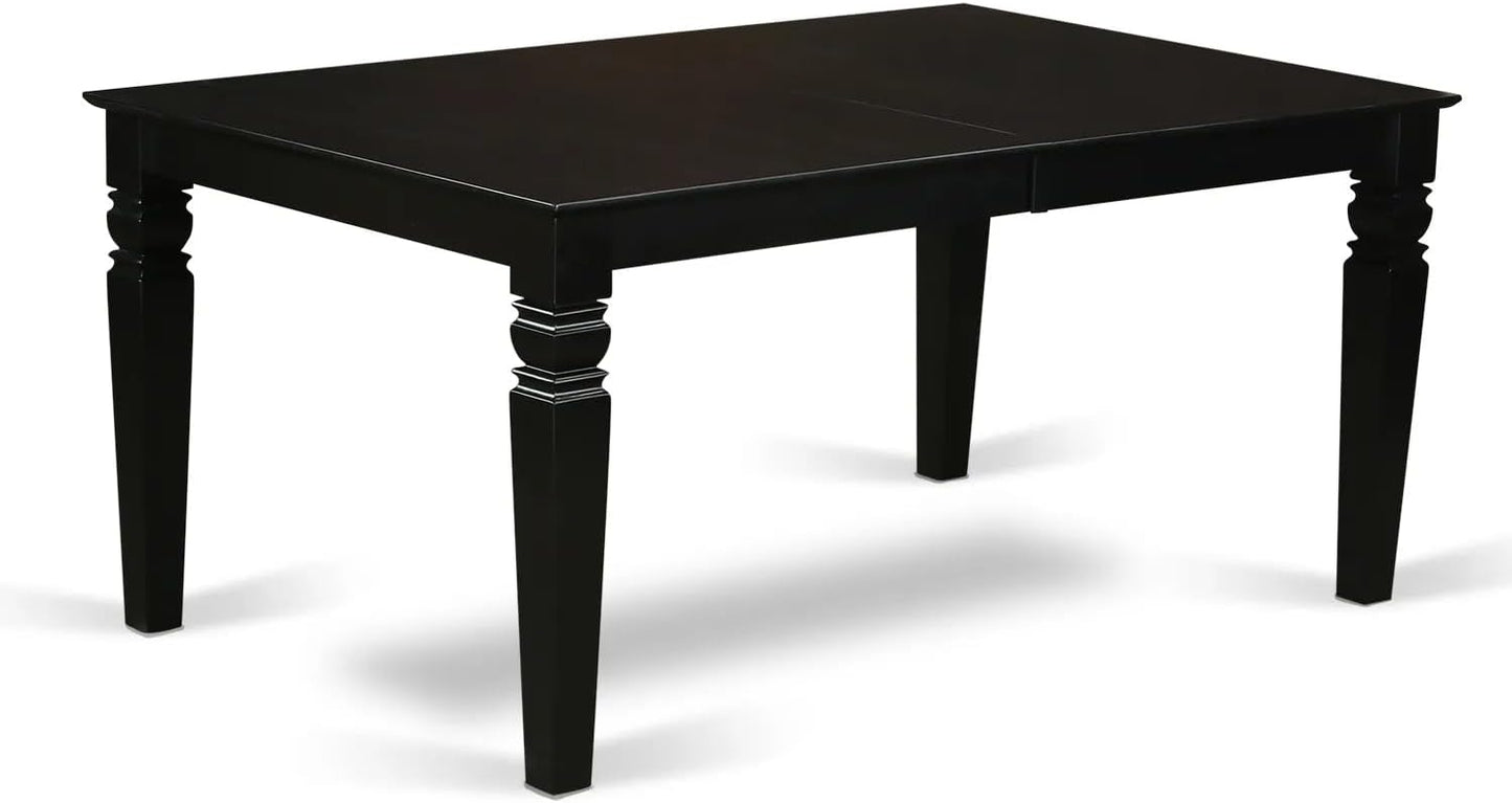 East West Furniture LGDA7-BLK-23 7 Piece Dining Table Set Contains a Rectangle Kitchen Table with Butterfly Leaf and 6 Polyester Fabric Upholstered Chairs, 42x84 Inch, Black