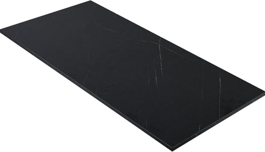 Kaboon Universal Tabletop 55"x23.62" Solid One-Piece Melamine Table Top, Double Desk L-Desk DIY, Home and Office Countertop,Cloud Atlas/Black Marble