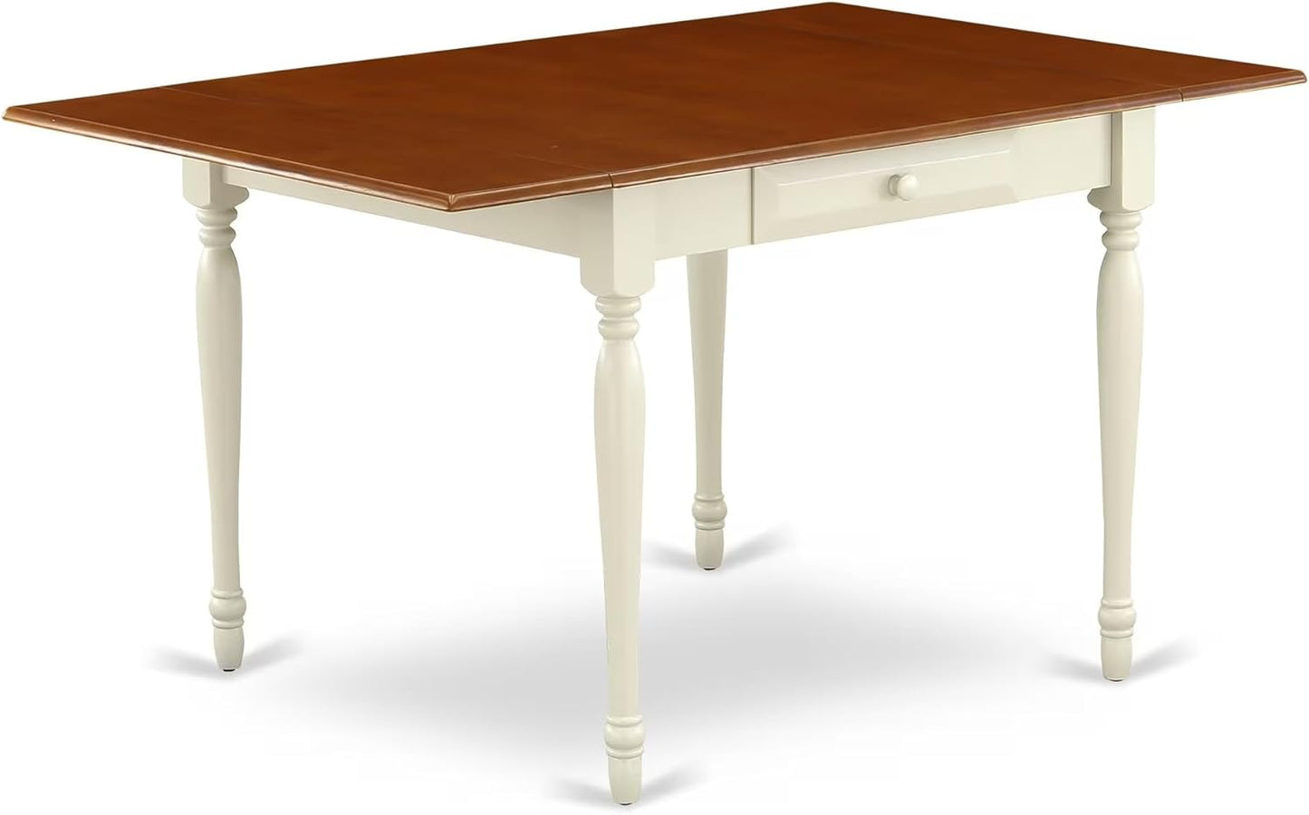 East West Furniture MZCL5-WHI-W 5 Piece Dinette Set for 4 Includes a Rectangle Dining Room Table with Dropleaf and 4 Kitchen Dining Chairs, 36x54 Inch, Buttermilk & Cherry