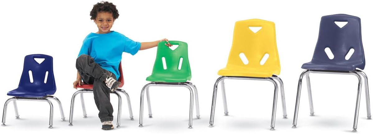 Jonti-Craft Berries 8142JC1005 Stacking Chair with Chrome-Plated Legs, 12" Height, Teal