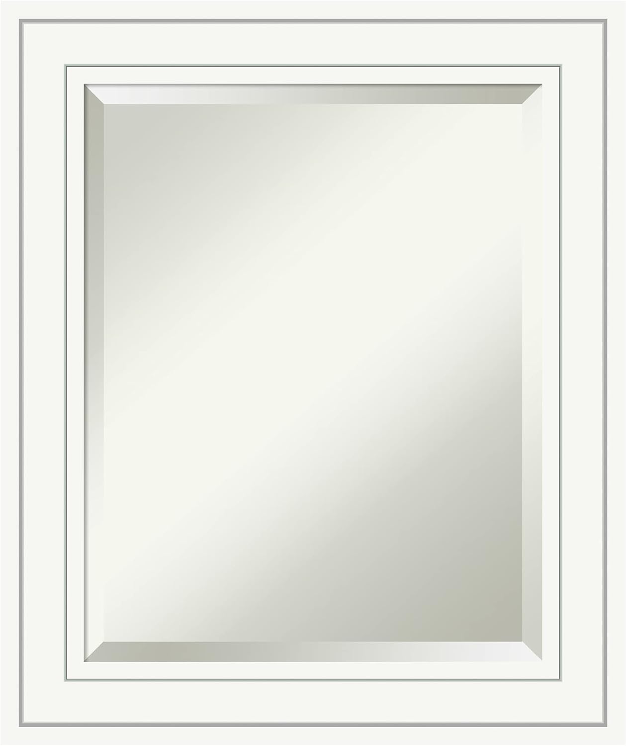 Amanti Art White Bathroom Mirror for Over Sink, 25x21 Craftsman White Rectangle Vanity Mirror, Small Casual Wood Frame, Hangs Horizonally and Vertically, Bathroom Wall Decor, Beveled Edge from WI, USA