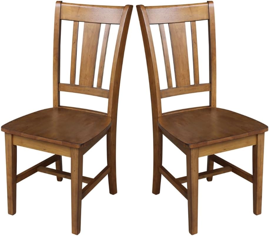 Set of Two San Remo SplatBack Dining Chairs, Pecan