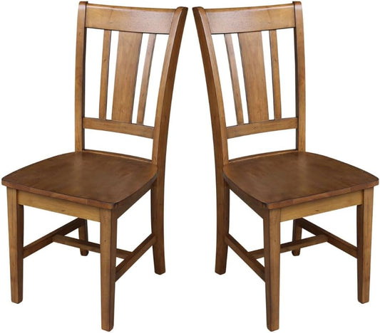 Set of Two San Remo SplatBack Dining Chairs, Pecan