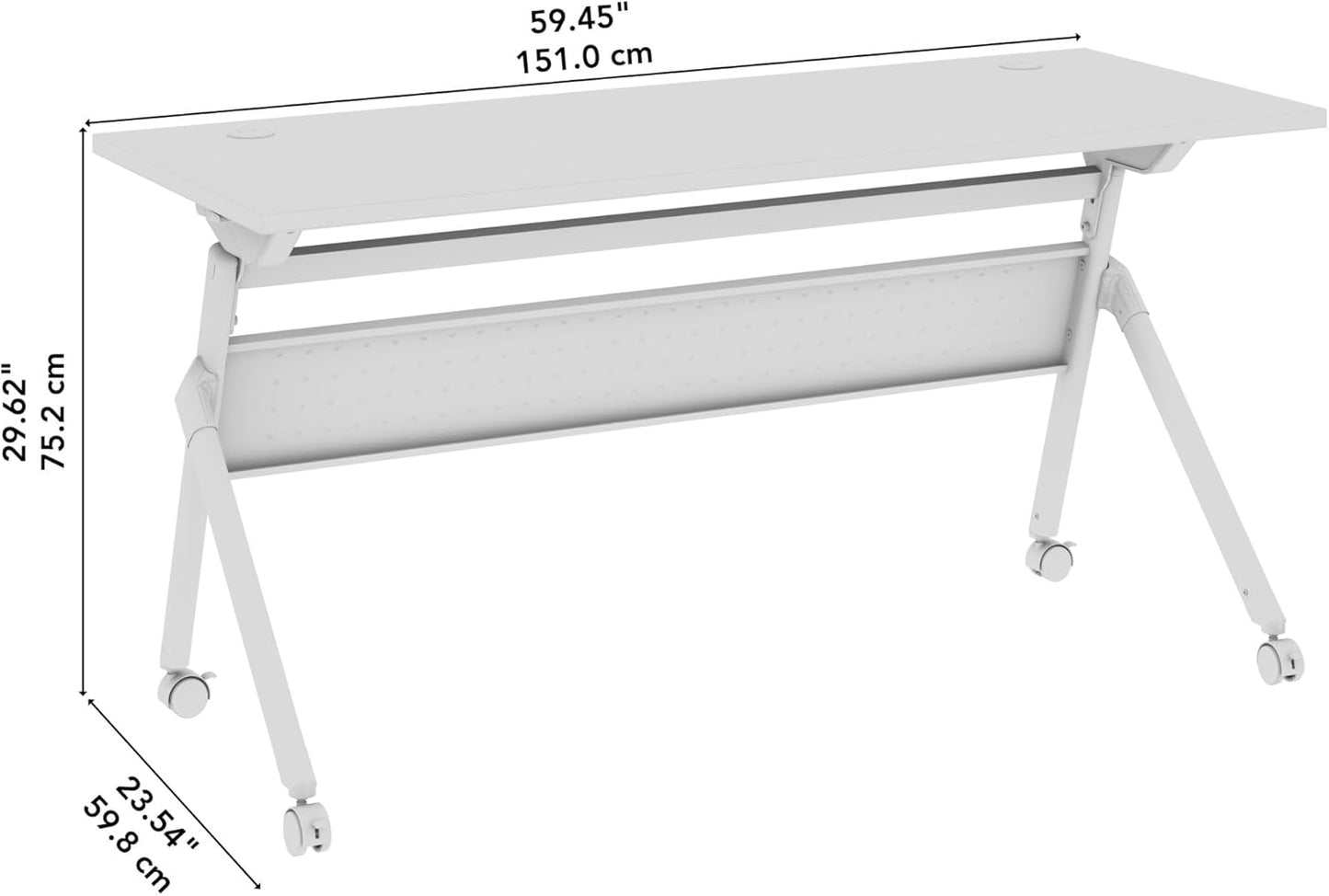 Bush Business Furniture Folding Training Table, 60 inch Desk, Commercial-Grade Bundle for Office or Classroom, Envision Collection, White