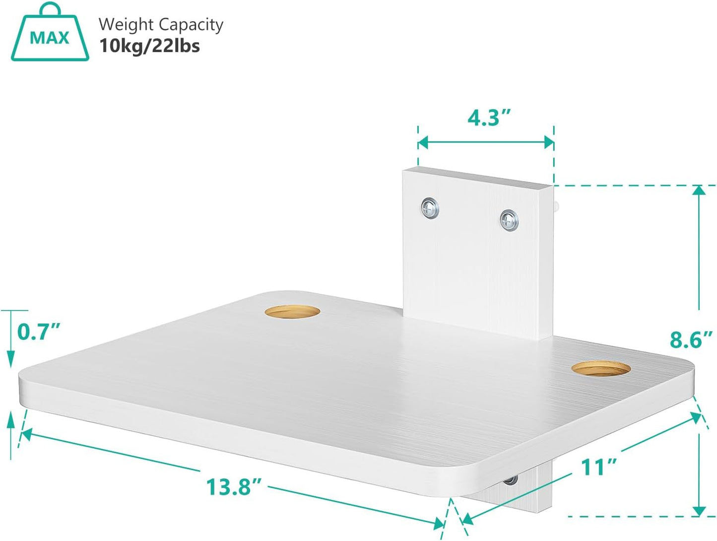 WALI Floating TV Shelves for Wall, Projector Shelf Holds Up to 22lbs, Wooden Wall Mounted Shelves for DVD Players, Cable Boxes, Game Consoles, Living Room Decor Accessories (CS201NW), 1 Shelf, White