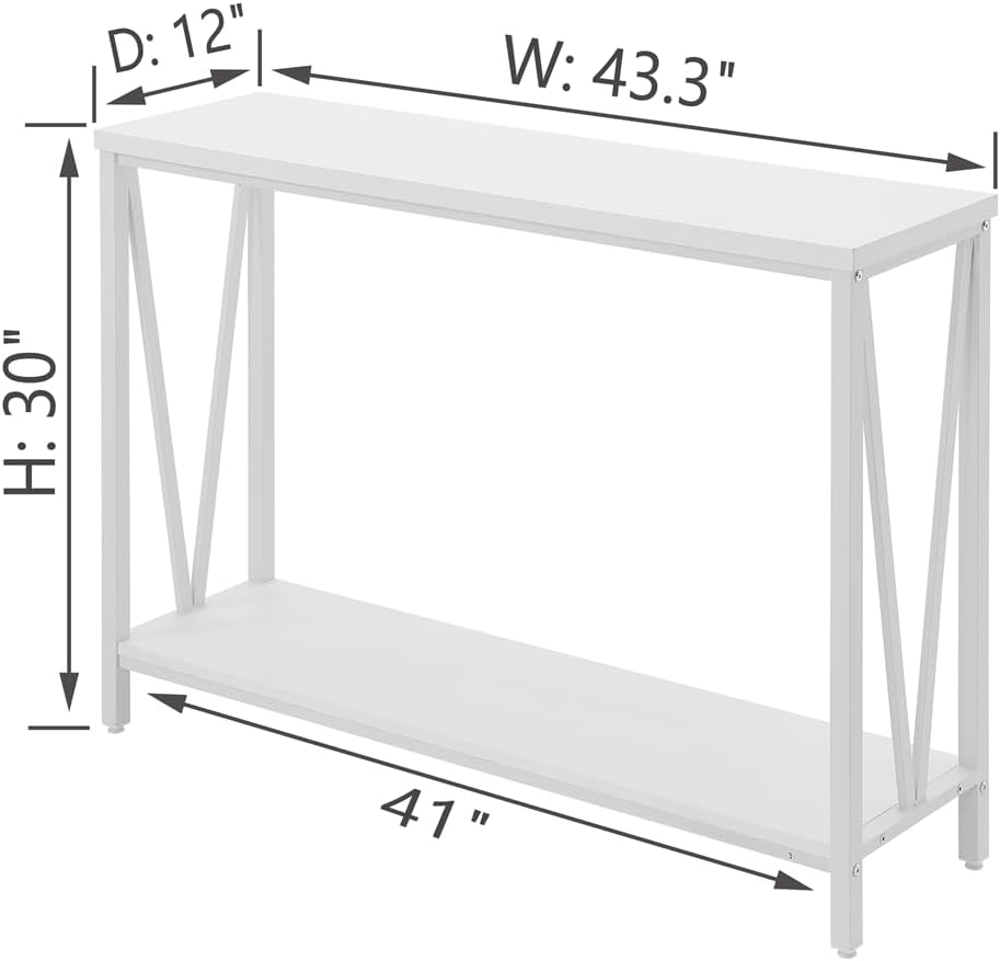 EXCEFUR Rustic Sofa Table, Industrial Console Table for Entryway, Wood and Metal Hallway Table for Living Room, White Oak