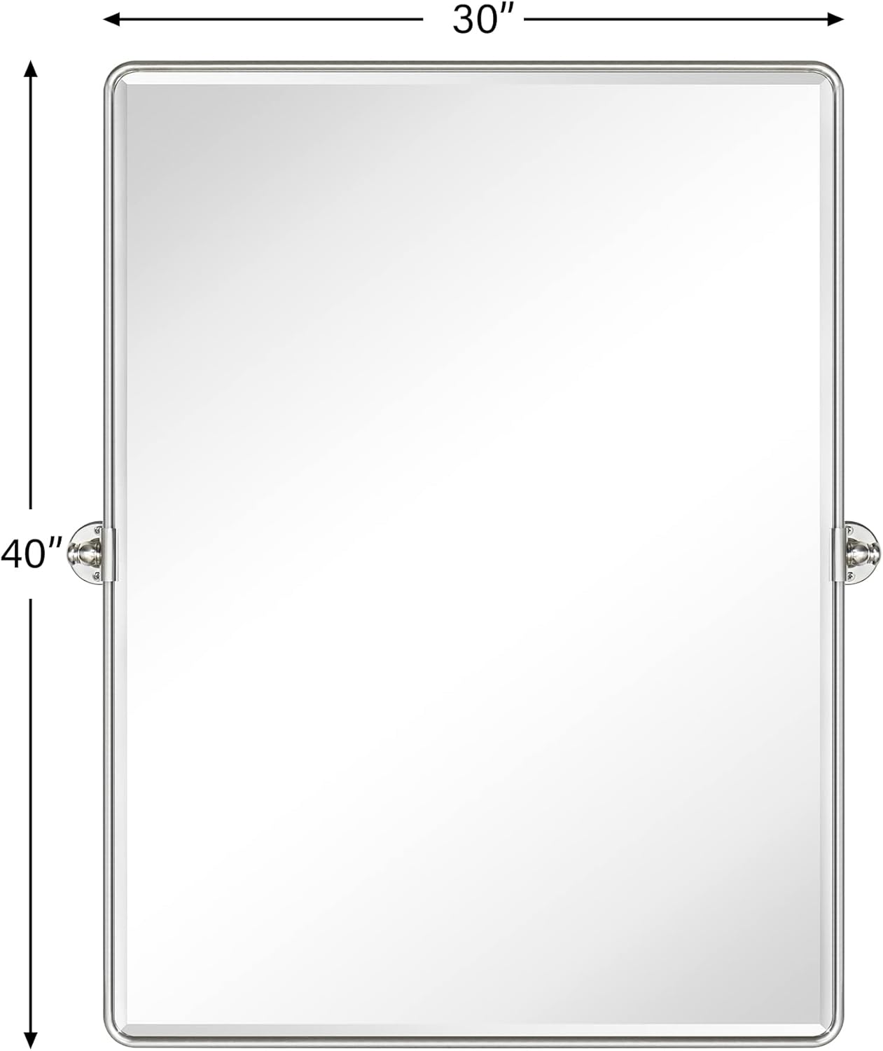 TEHOME 30x40'' Brushed Nickel Pivot Bathroom Mirror Tilt Vanity Mirror 40x30'' Brushed Silver Metal Framed Rectangular Tilting Beveled Vanity Mirrors for Wall, Vertical