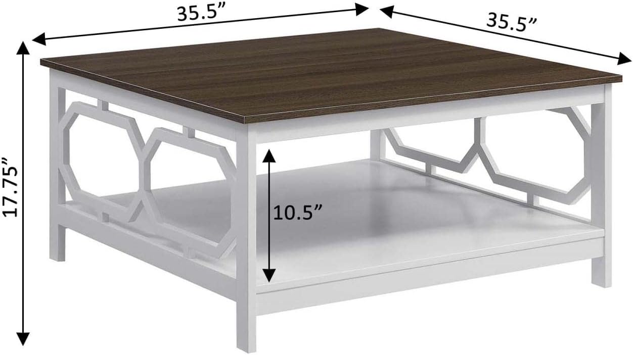 Convenience Concepts Omega Square 36" Coffee Table, Driftwood Top / White Frame