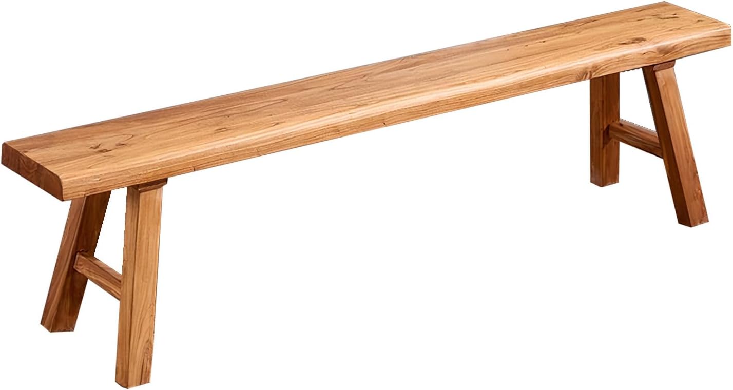 63in Wood Bench Indoor – Rustic Farmhouse Entryway Bench, Skinny Bench Design, Made of Extra-Thick Solid Wood, Perfect for Dining Room, Hallway, or End of Bed