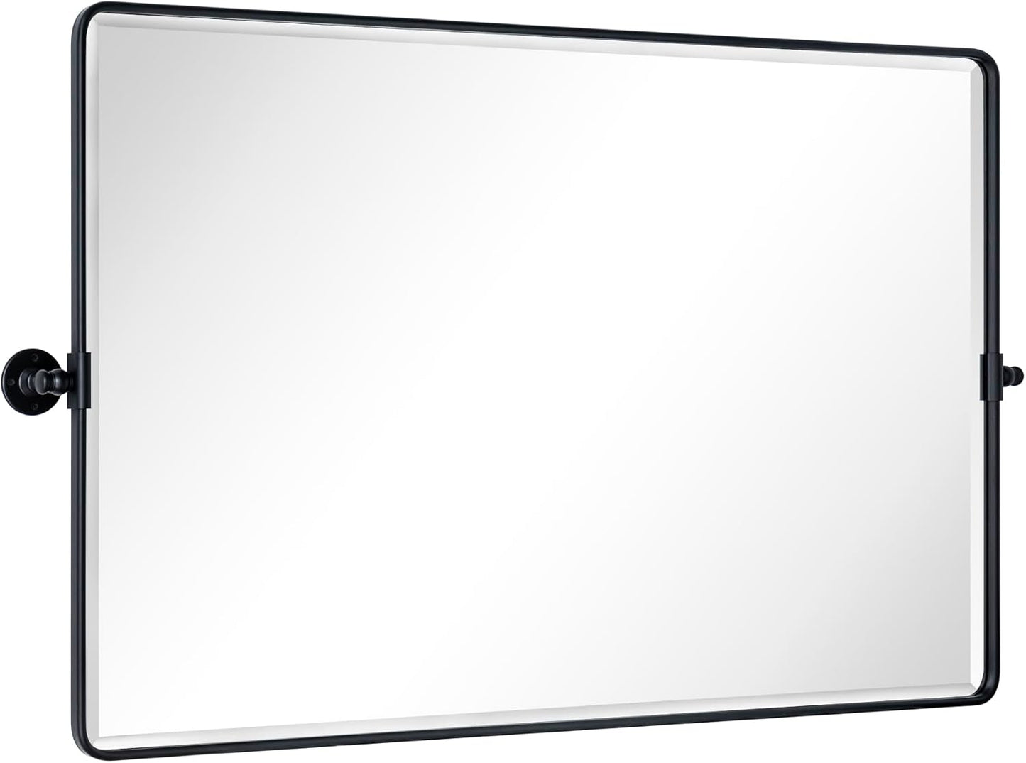 TEHOME 48x30'' Matt Black Horizontal Pivot Bathroom Vanity Mirror Large 30x48'' Black Metal Framed Rectangle Tilting Beveled Vanity Mirrors for Wall