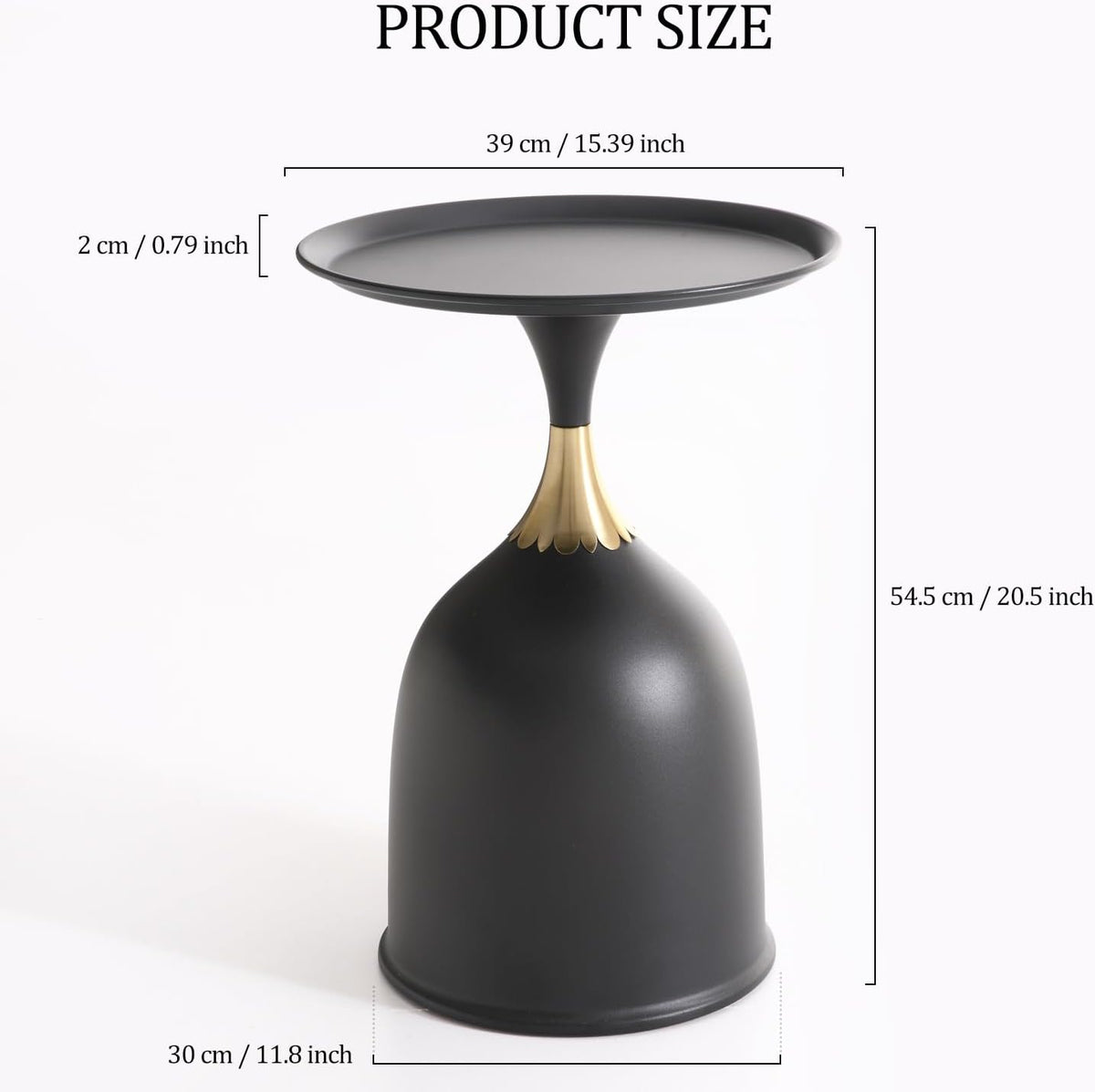 Small Round Pedestal Side Table for Small Spaces, Modern Black Couch End Tables Living Room Corner Drink Table, Unique Circle Metal Accent Martini Tables for Sofa, Recliner, Bedroom