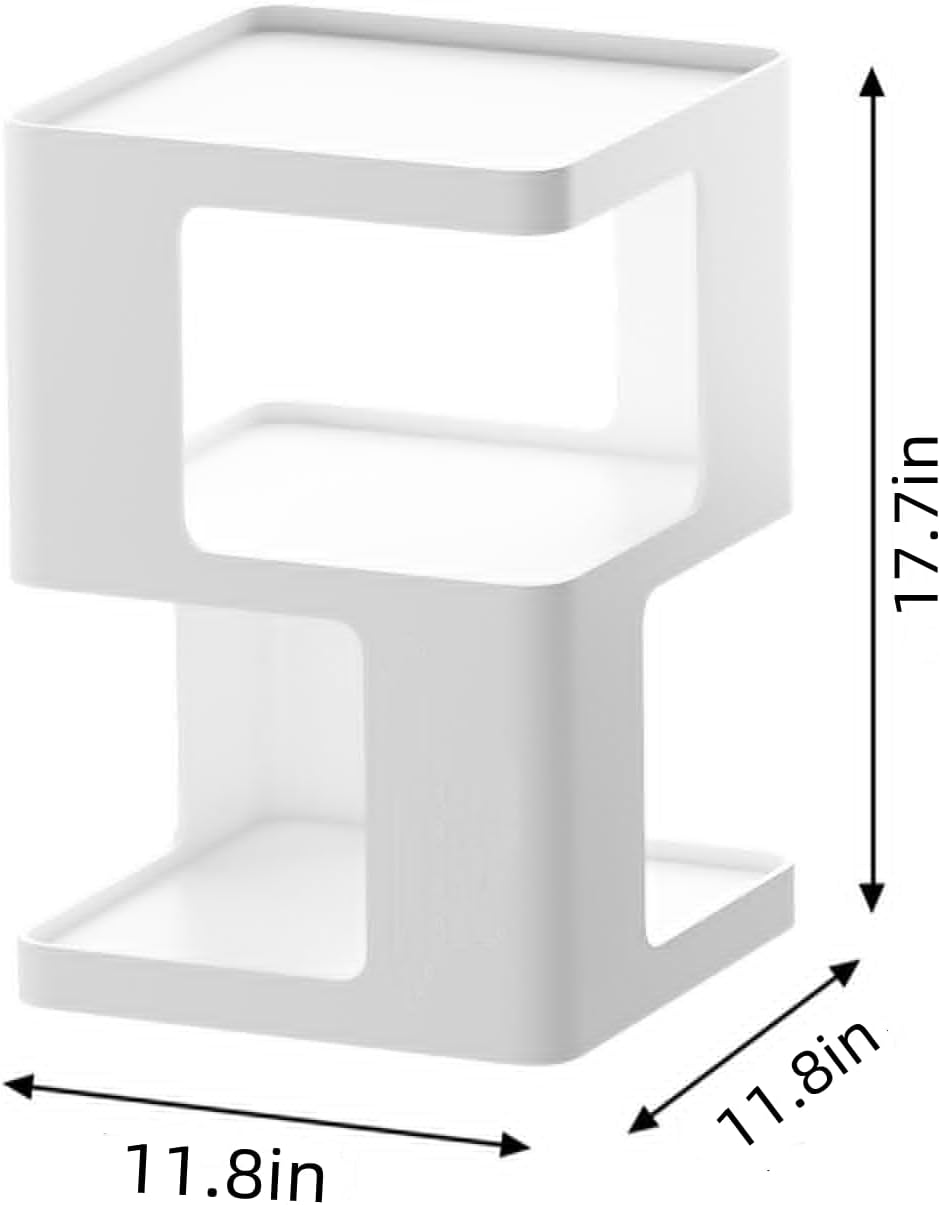 White Nightstands, Modern Side Table with 3 Tiers Storage, White End Table for Couch, Living Room Bedroom, Bedside Tables No Assembly Required