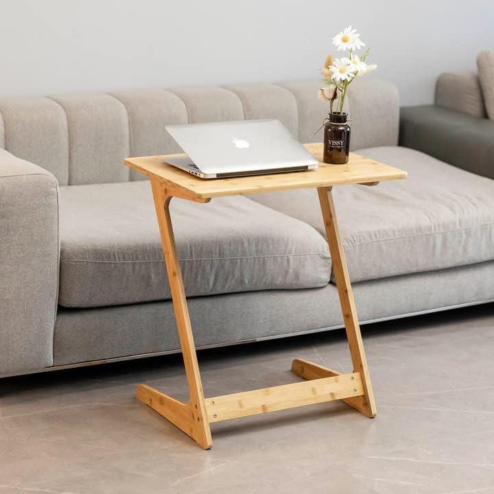 Forevich Tv Tray Table End Couch Table Snack Desk Sofa Side Table Office Furniture Z Shape Natural