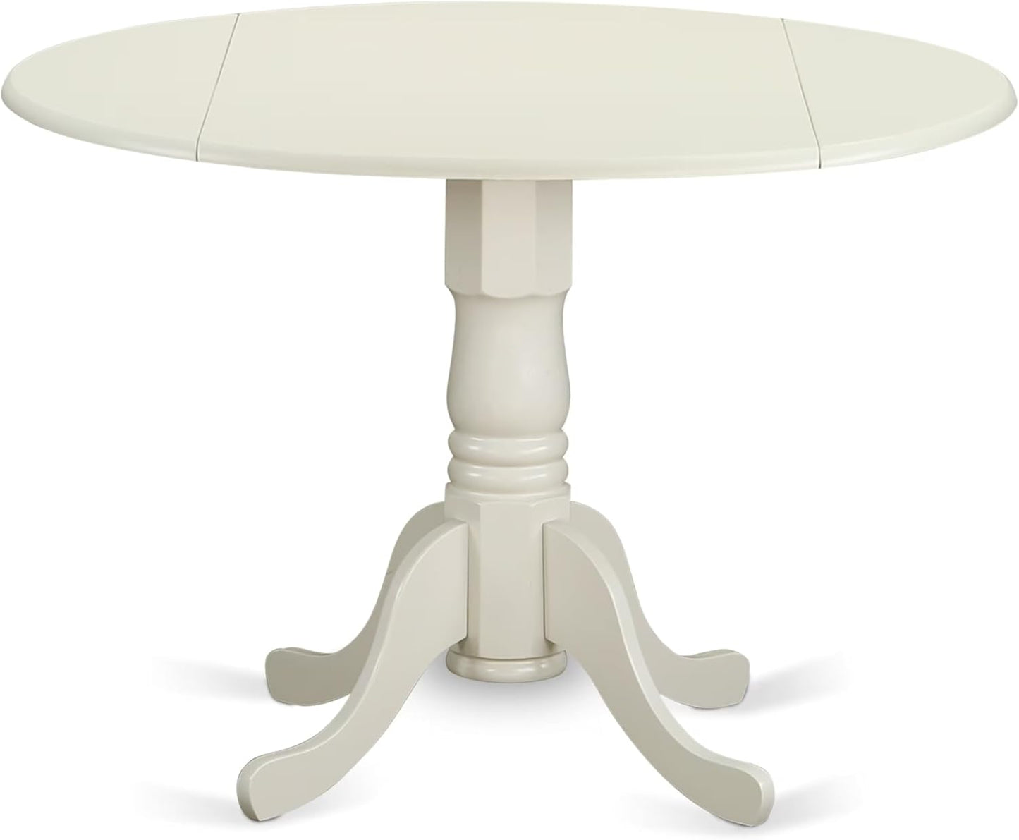 East West Furniture DLAS3-WHI-41 3 Piece Dining Table Set consists A Wooden Table and 2 Platinum Gray Polyester Fabric Kitchen Chairs with Stylish Back- Linen White Finish