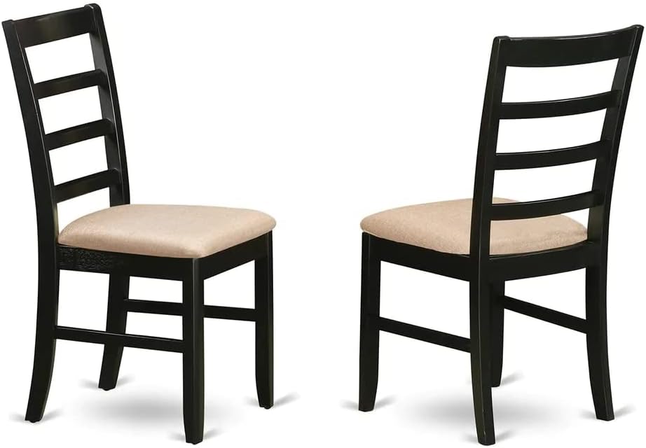 East West Furniture NOPF3-BLK-C 3 Piece Dining Room Table Set Contains a Rectangle Kitchen Table with Butterfly Leaf and 2 Linen Fabric Upholstered Chairs, 32x54 Inch, Black