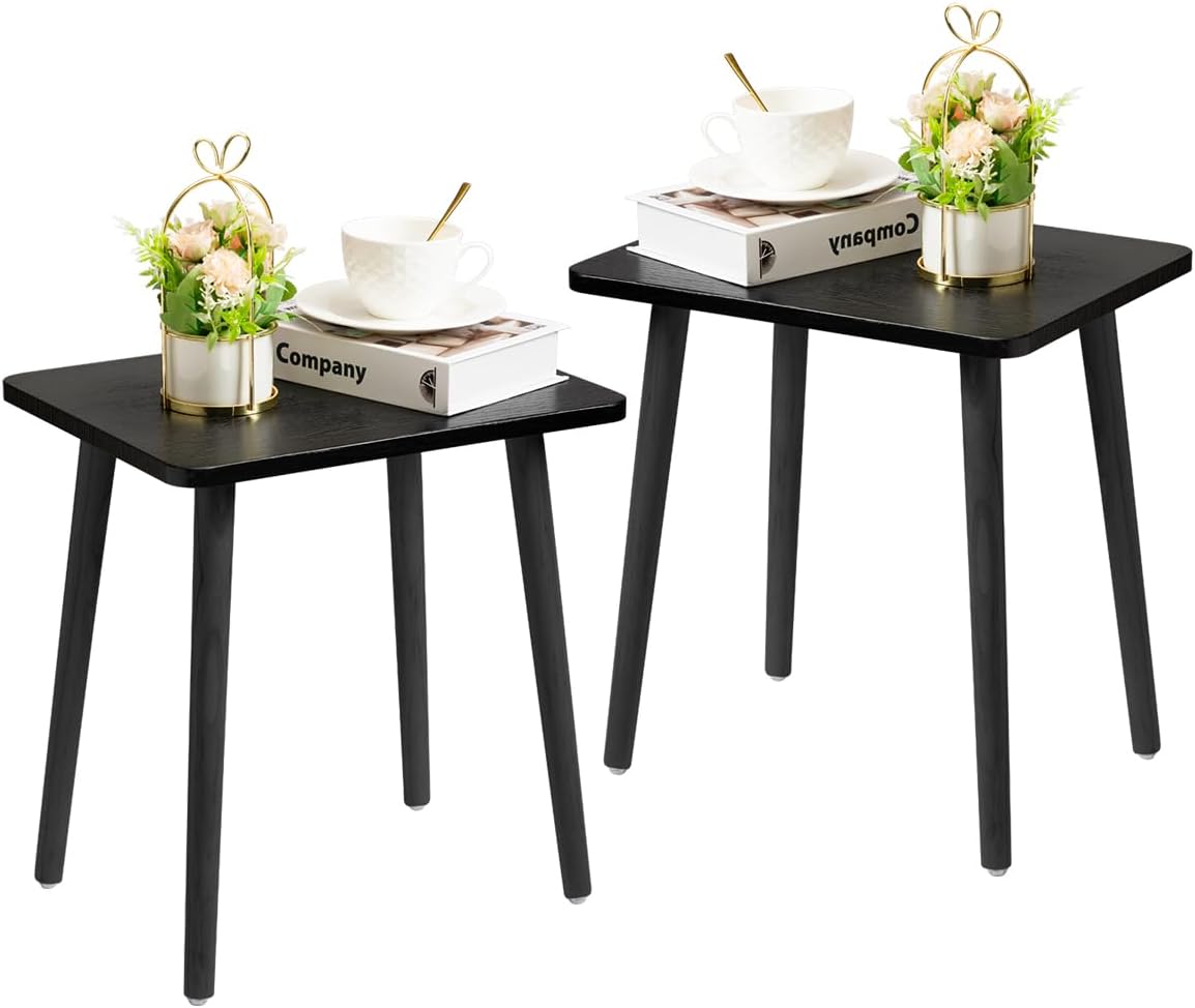 FORAOFUR Black End Tables Set of 2, Modern Boho End Table for Living Room Bedroom, Small Side Table for Small Spaces with Stable Structure, Easy Assembly