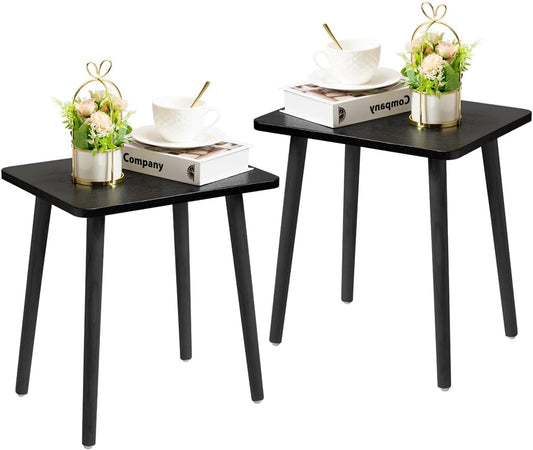 FORAOFUR Black End Tables Set of 2, Modern Boho End Table for Living Room Bedroom, Small Side Table for Small Spaces with Stable Structure, Easy Assembly