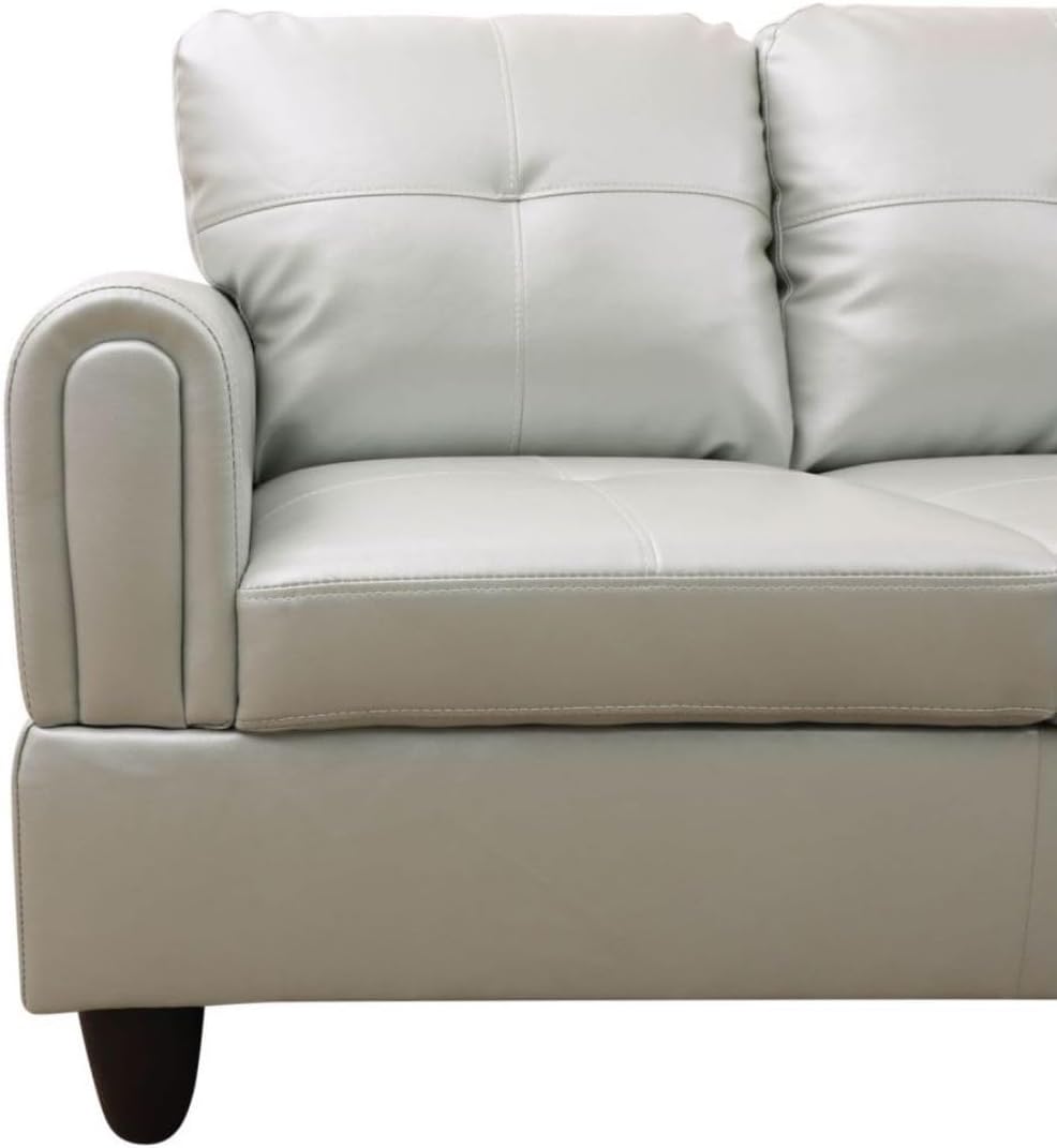 Silver Green L-Shaped 3-Piece Faux Leather Sofa with Storage Ottoman Set, Sectional Couch Sofa Set for Living Room, Office, Small Space