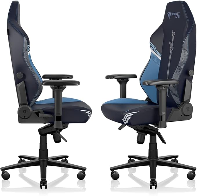Secretlab Titan Evo Yasuo Gaming Chair - Reclining & Heavy Duty Computer Chair with 4D Armrests - Magnetic Head Pillow & Lumbar Support - Big and Tall 395 lbs - Blue - Leatherette