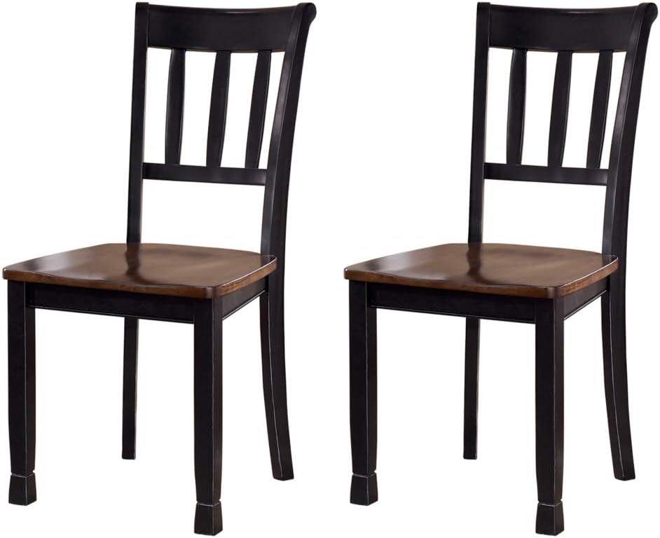 Signature Design by Ashley Owingsville Modern Farmhouse Dining Room Side Chair, Set of 2, Black and Brown