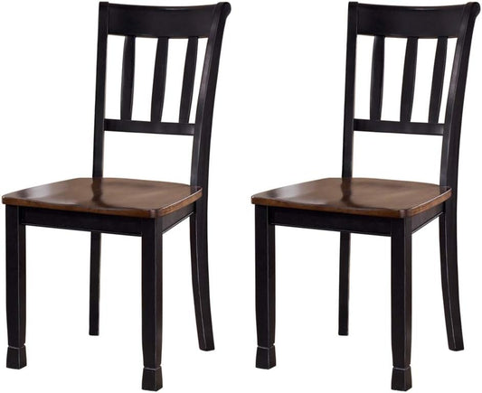 Signature Design by Ashley Owingsville Modern Farmhouse Dining Room Side Chair, Set of 2, Black and Brown