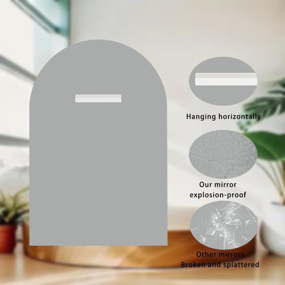 Arched Bathroom Mirror, 32X48 inch Arched Frameless Mirror, Arch Wall Mirror，Frameless Mirrors for Bathroom,Beveled Bathroom Mirror.