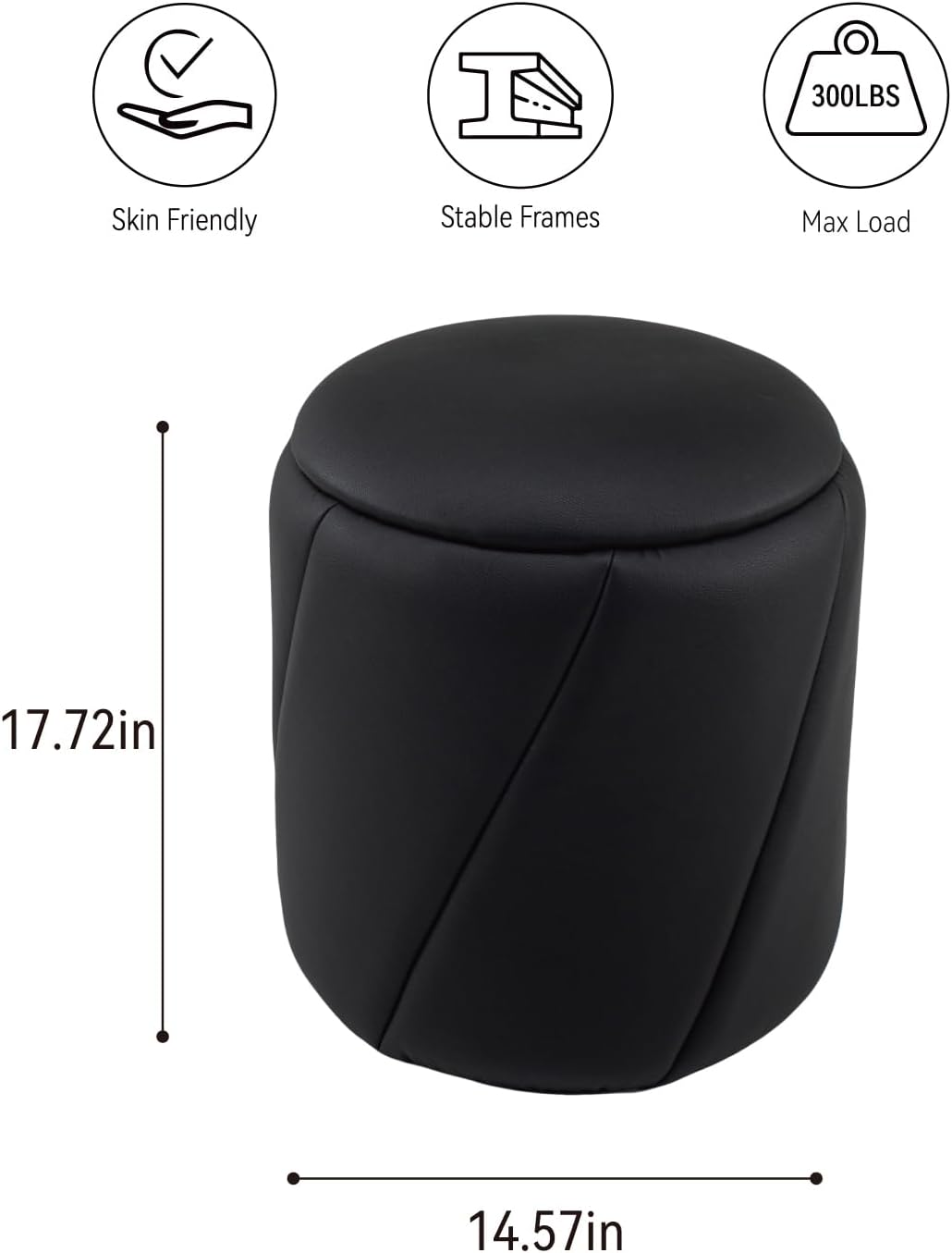 Get Set Style Modern Round Ottoman with Soft Padded Seat, Multifunctional Vanity Chairs for Makeup, Upholstered Footrest Stool Ottoman Foot Stool for Living Room, Bedroom