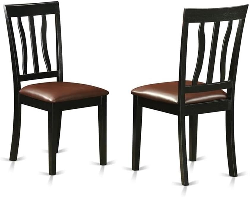 East West Furniture LGAN7-BCH-LC 7 Piece Dining Room Table Set Consist of a Rectangle Wooden Table with Butterfly Leaf and 6 Faux Leather Kitchen Dining Chairs, 42x84 Inch, Black & Cherry