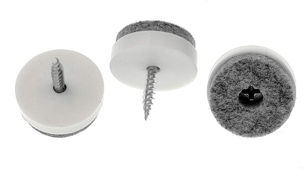 ALIMITOPIA 40pcs Screw-on Furniture Felt Pad Chair Glide Slider Hardwood Floor Protector for Wooden Leg Feet of Chair Table Furniture(Φ28mm or 1.1";White)