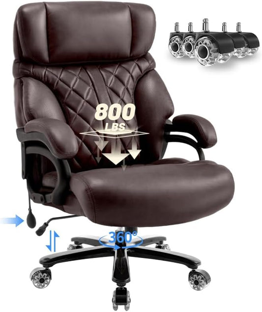 800LBS Big and Tall Office Chair for Heavy People, Extra Wide Seat and Adjustable Lumbar, Heavy Duty Executive Chair with High Back, Large Computer Desk Chair Comfortable for Home Office